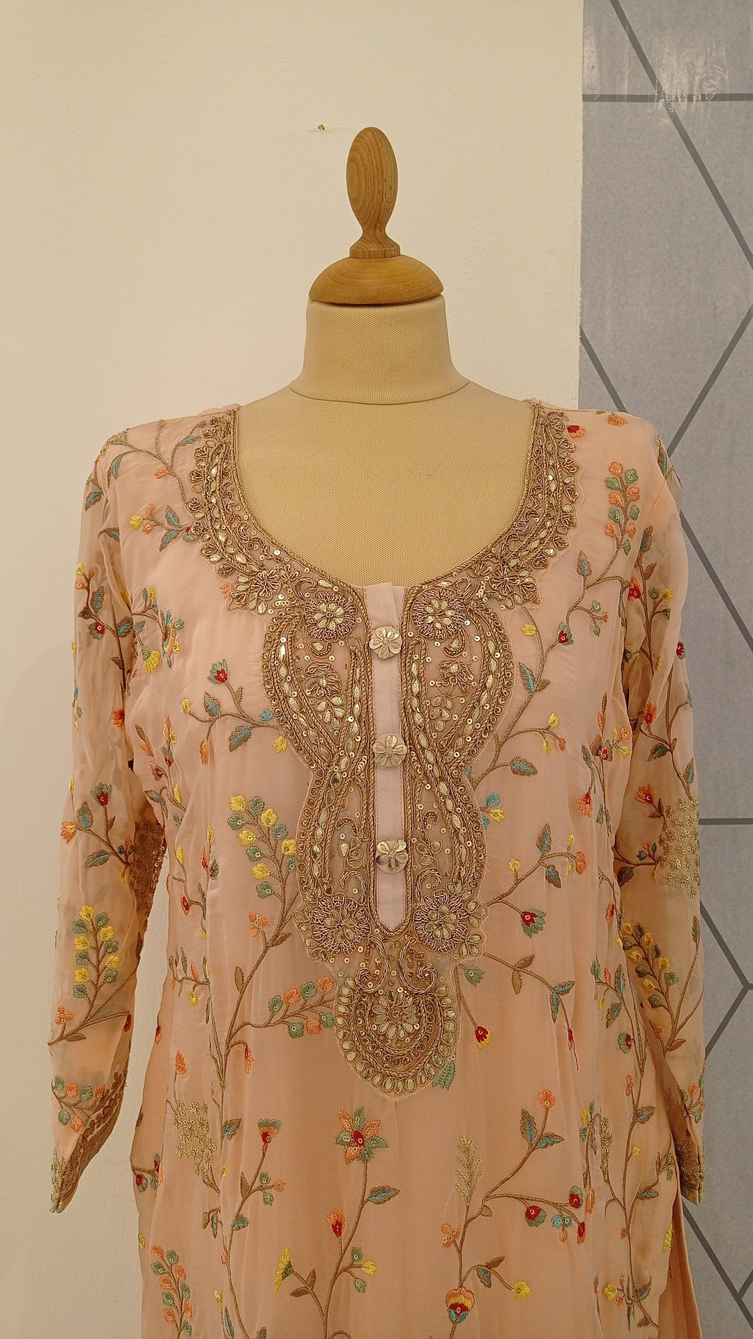 Sarmila Peach Sharara Suit Set (Ready-to-Wear)