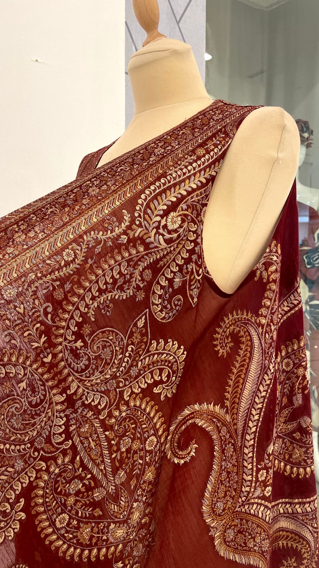 The ''Shadna'' Maroon Kattan Silk Cape