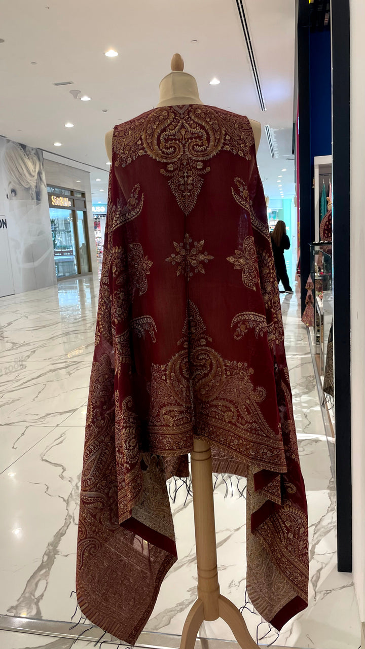 The ''Shadna'' Maroon Kattan Silk Cape