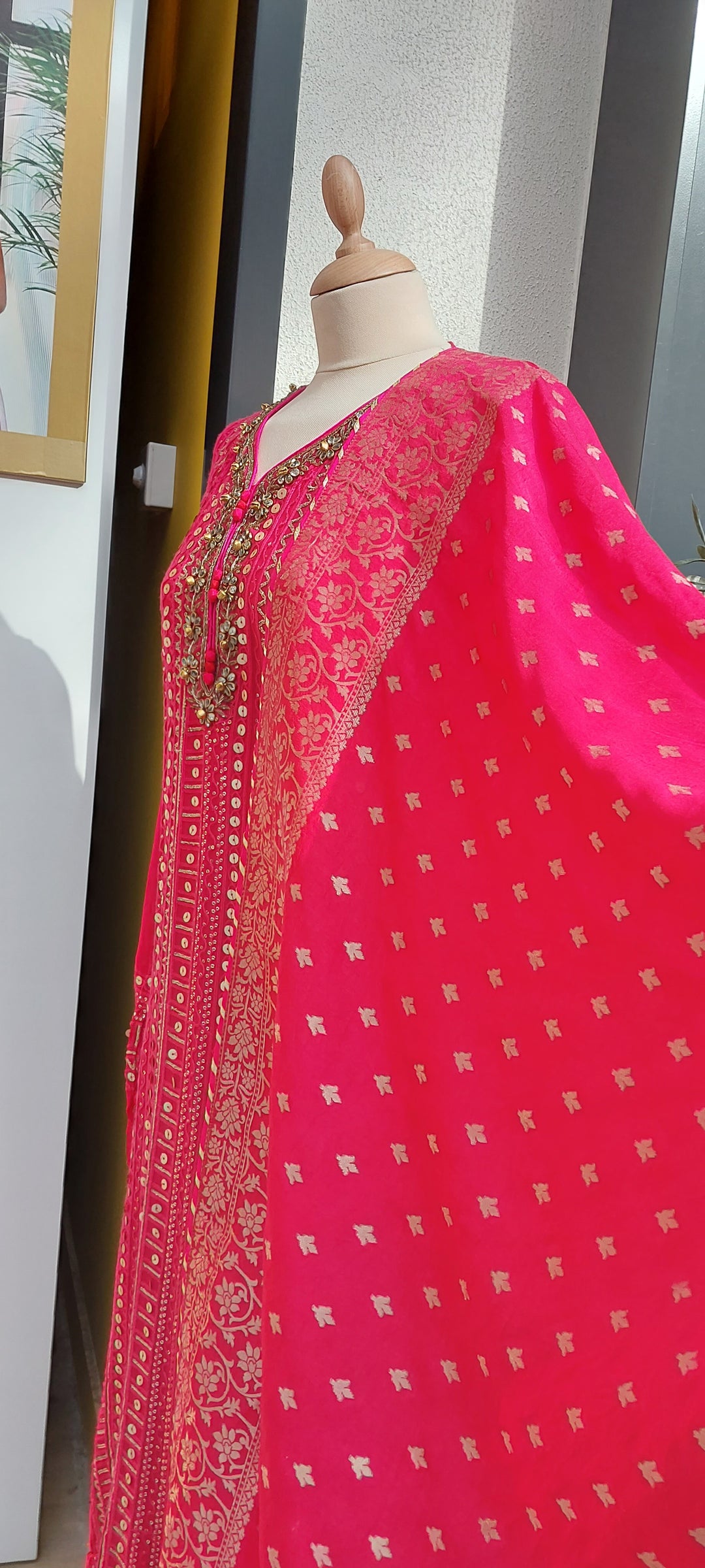 Navya Rani Pink Georgette Kurta and Lehenga Set (Semi-Stitched)