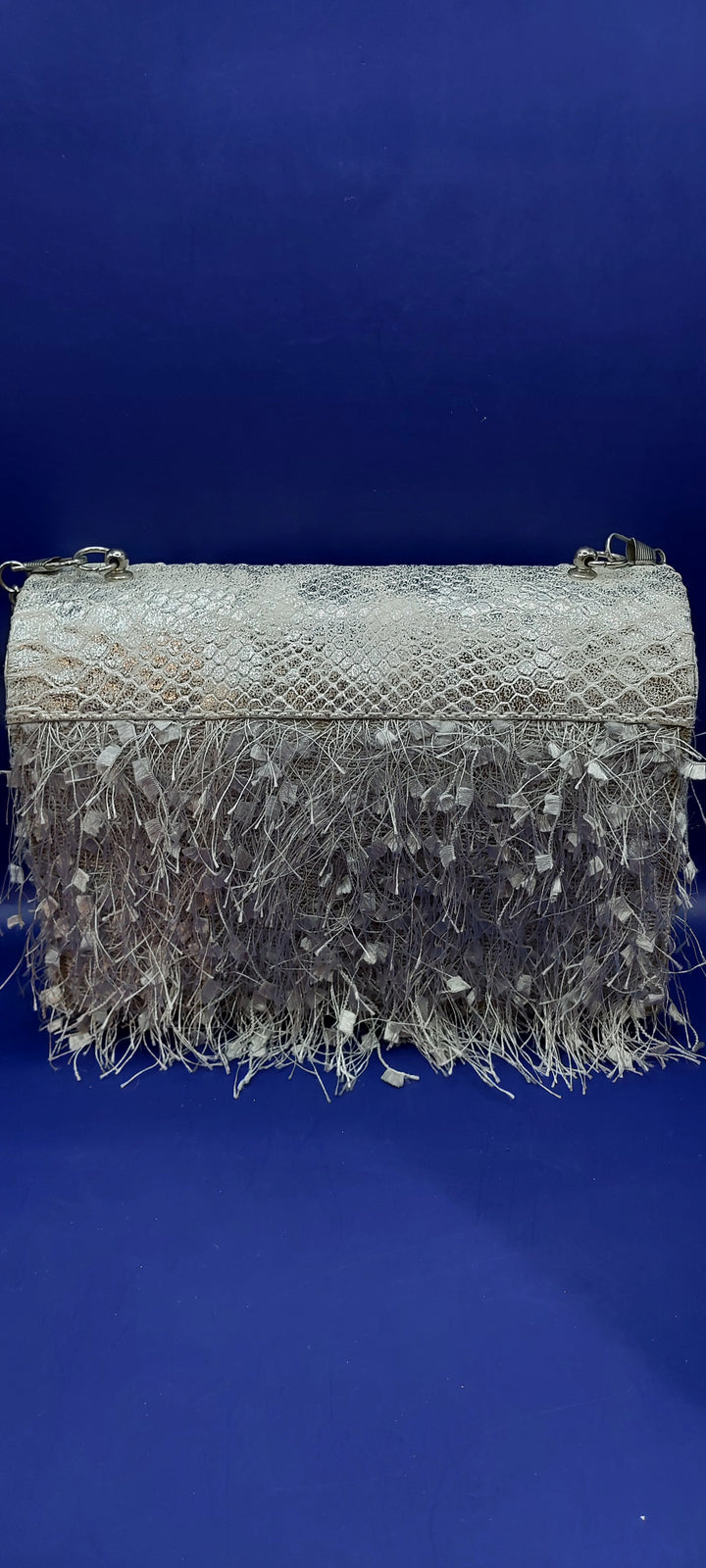 Filly Faux Snakeskin Leather and Feathers Purse