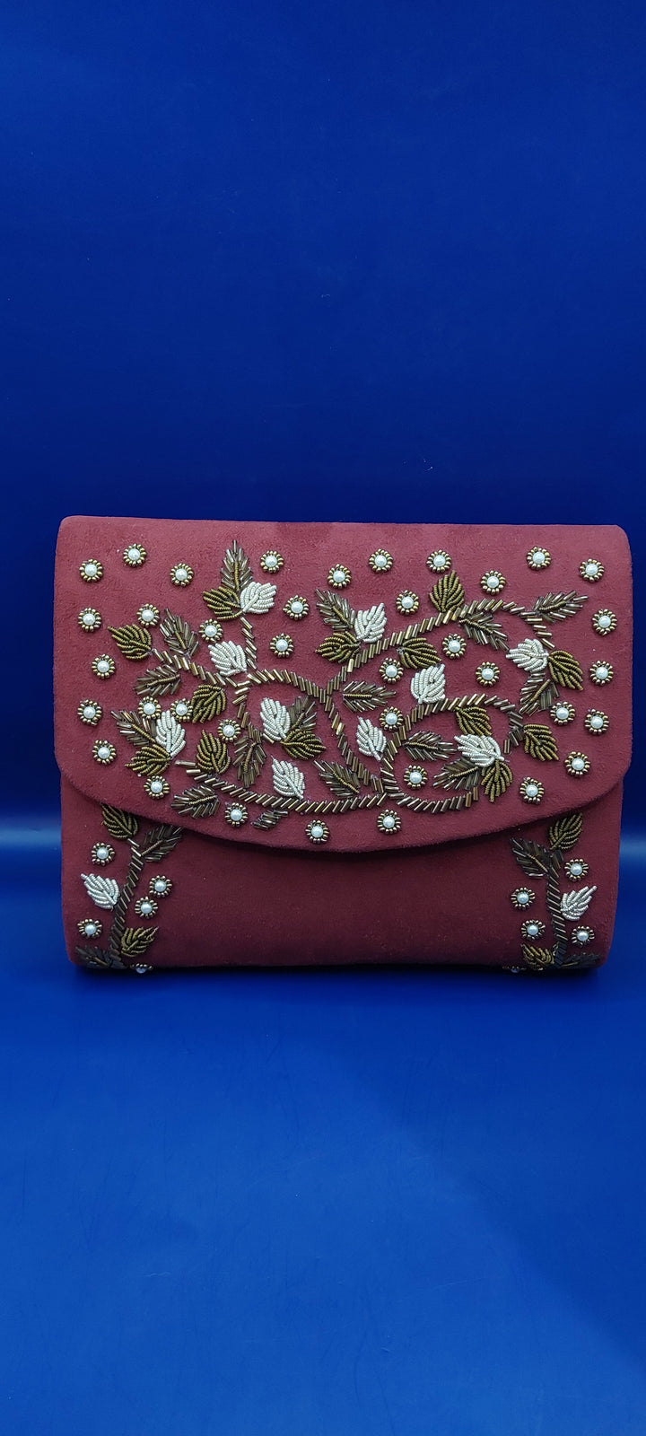 Laila Red Beaded Floral Clutch Purse