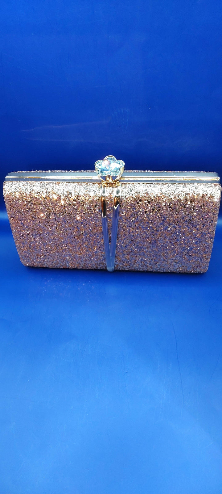 Elegant Rose Gold Sparkling Evening Clutch Purse