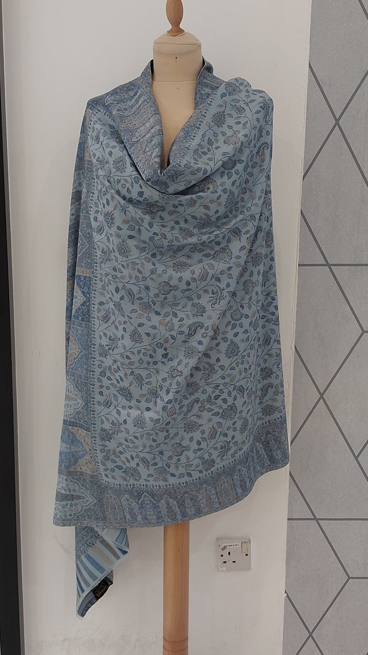 Bhoomi Ice Blue Cashmere Shawl