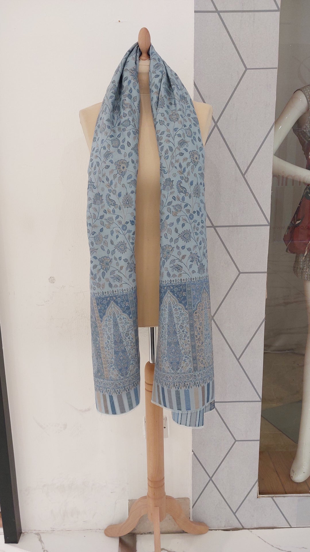 Bhoomi Ice Blue Cashmere Shawl