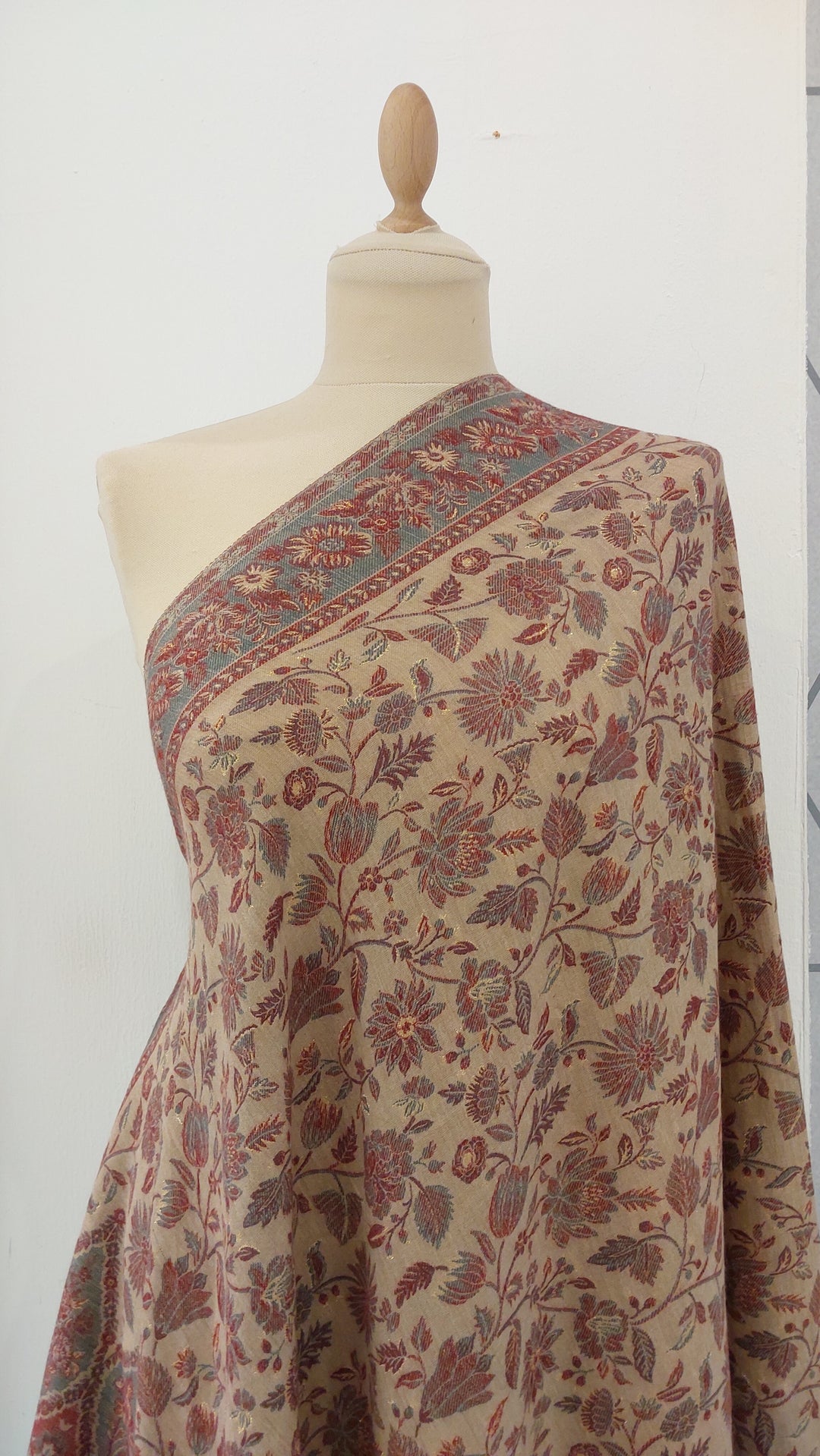 Bhoomi Beige & marrow Cashmere Shawl