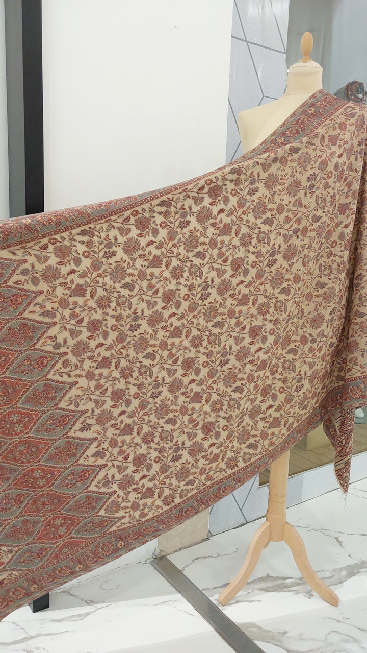 Bhoomi Beige & marrow Cashmere Shawl