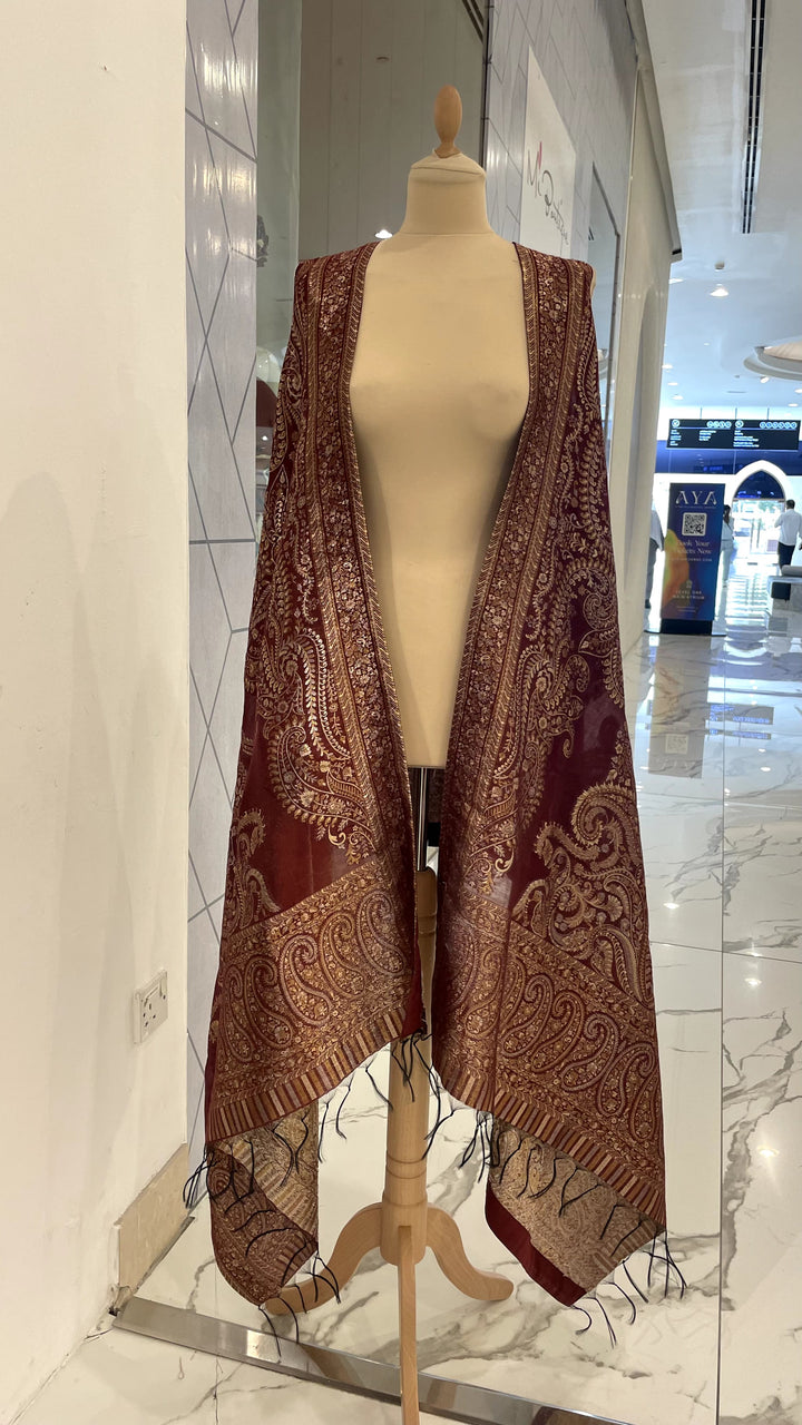 The ''Shadna'' Maroon Kattan Silk Cape