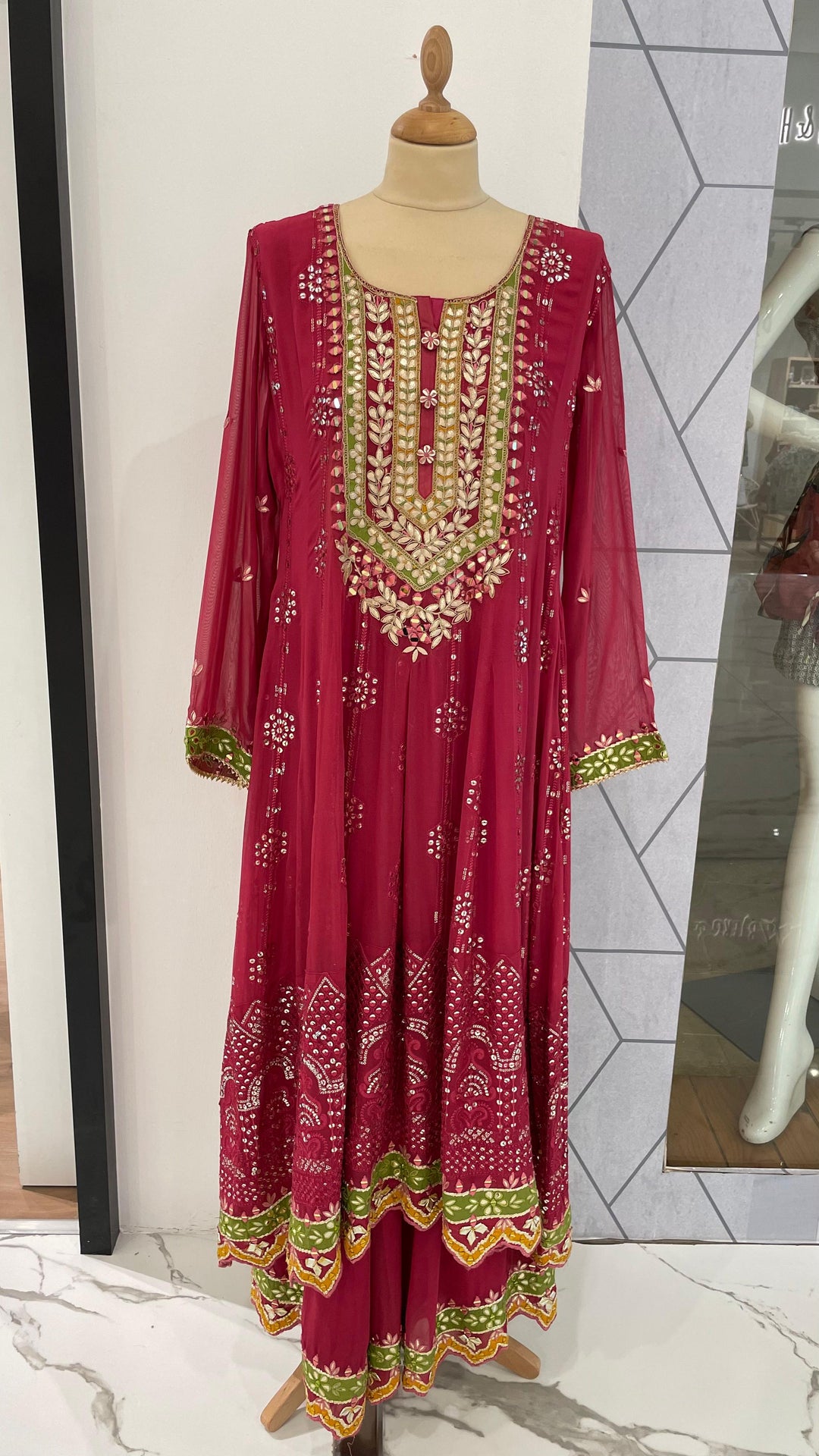 Navya Pink Anarkali Set ( Ready-to-Wear)