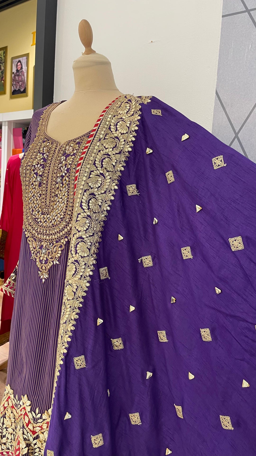 Navya Gota Patti Purple and Red Sharara Set (Ready to Wear)