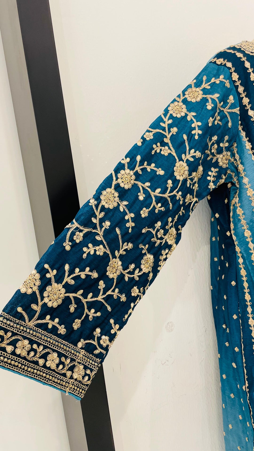 Navya Three-Tone Blue Embroidery and Beaded Sharara Set (Ready to Wear)