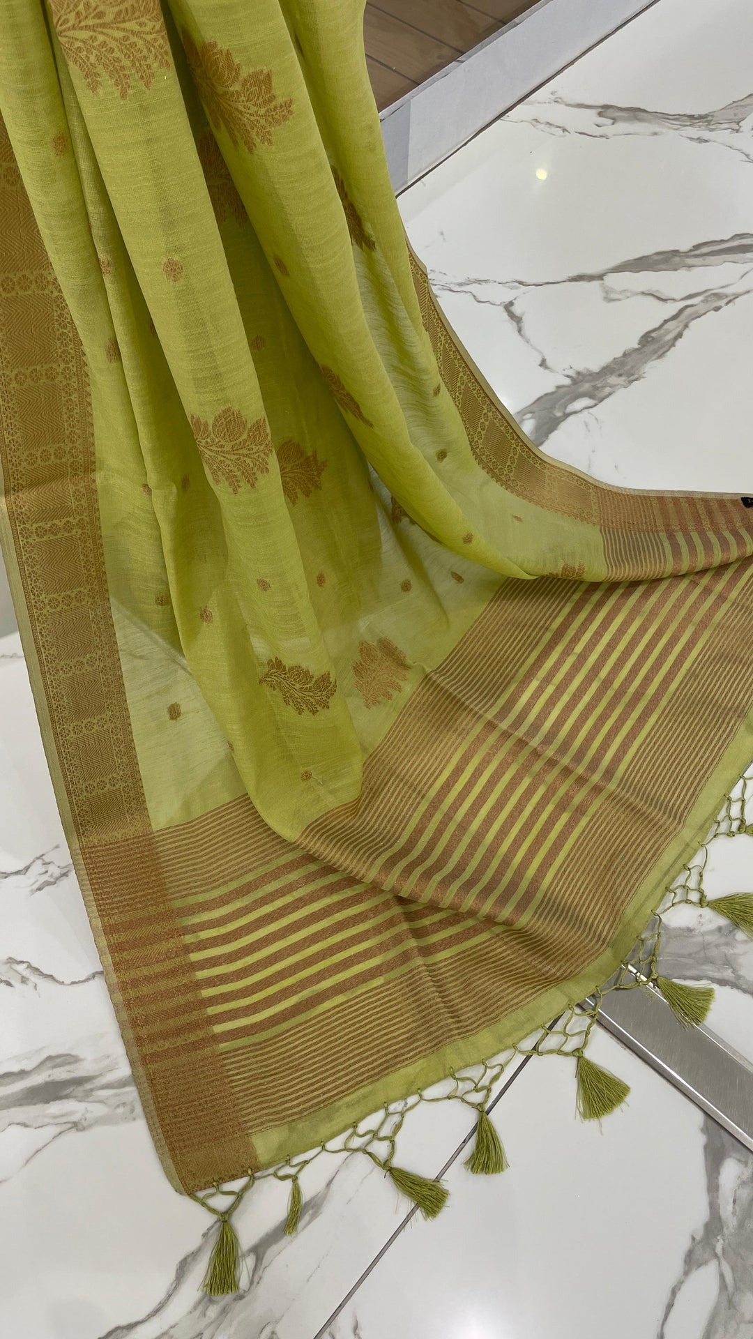 Ashwina  Parrot Green Silk Saree