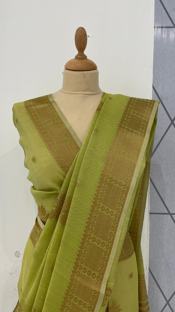 Ashwina  Parrot Green Silk Saree