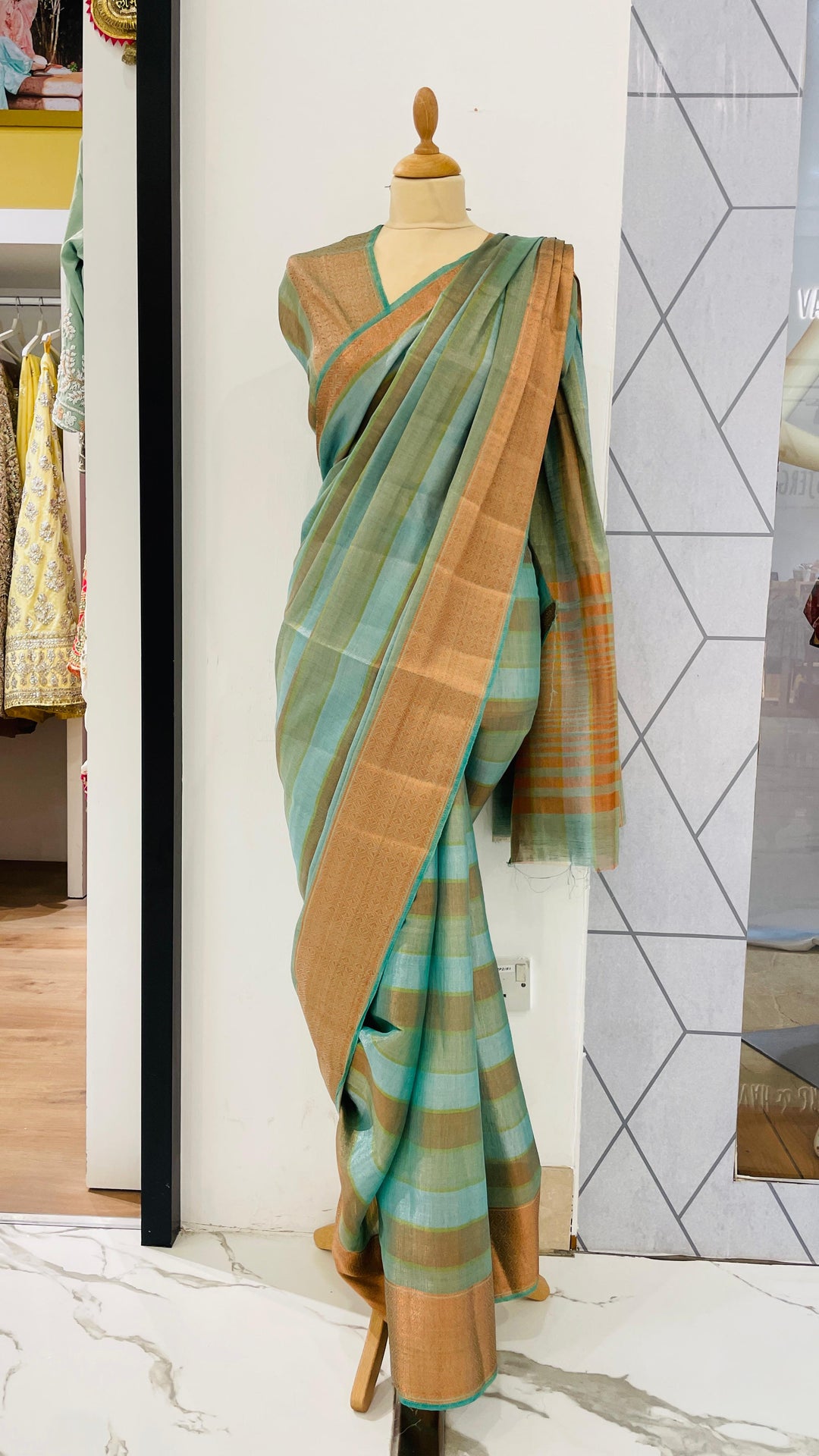 Ashwina Sage Green Shimmer Silk Saree