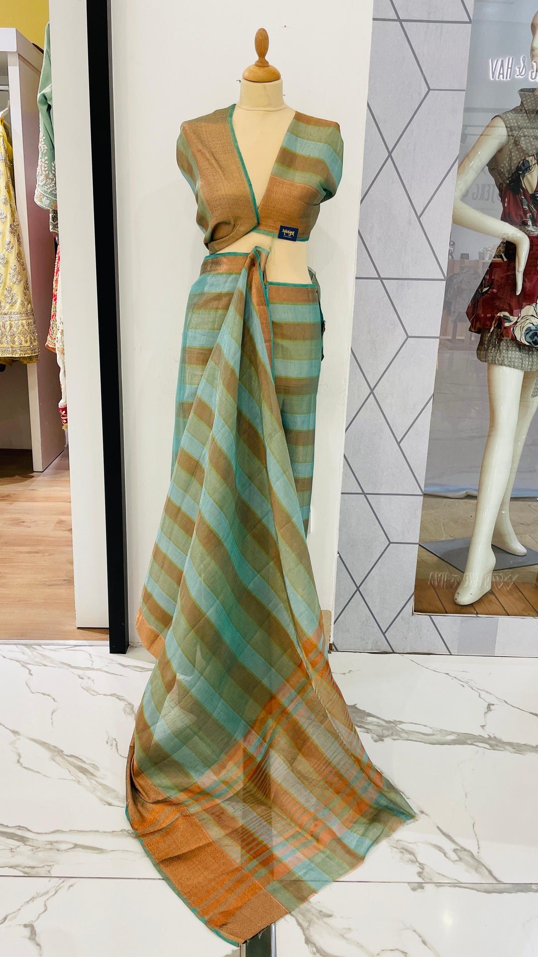 Ashwina Sage Green Shimmer Silk Saree