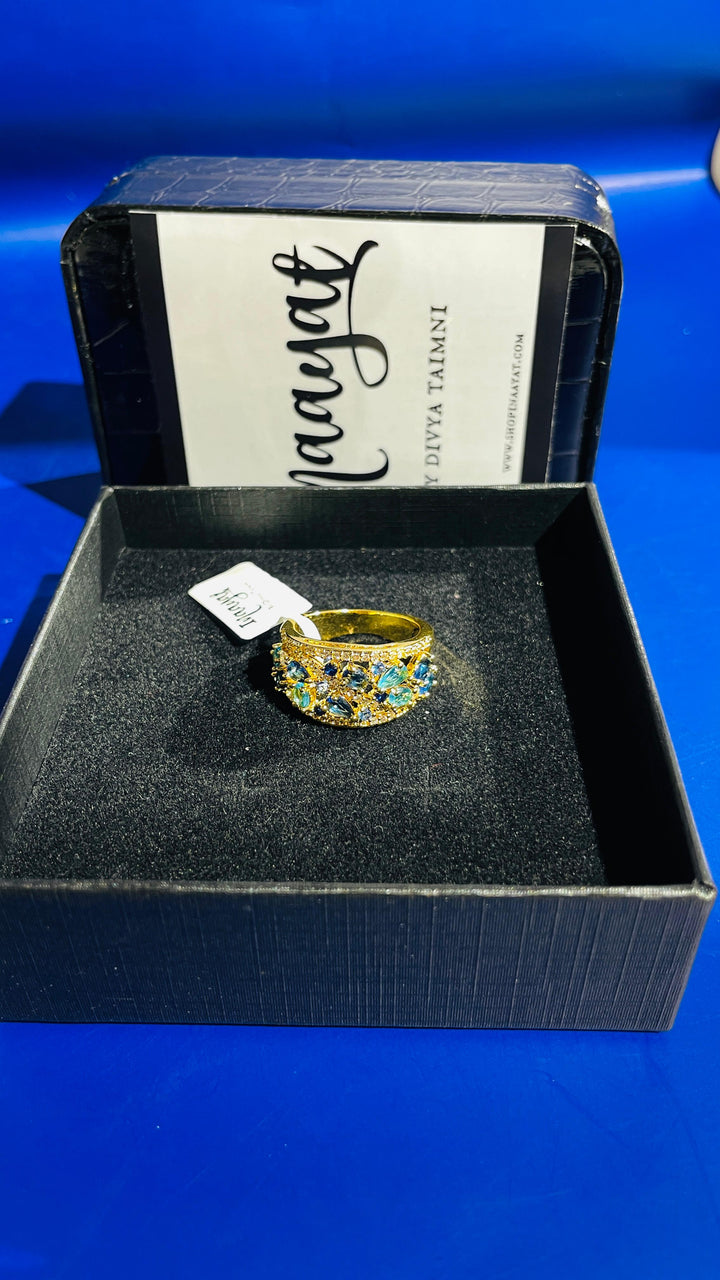 Anu Gold Sea Blue Ring