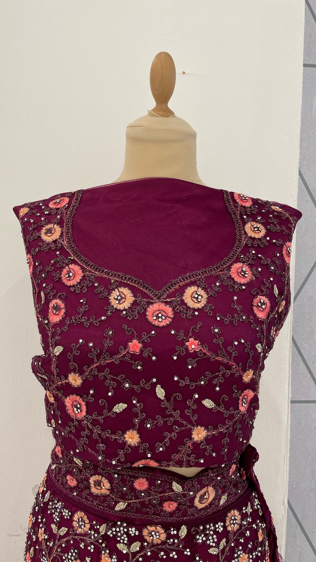 Shagun Wine  Lehenga (Unstitched)