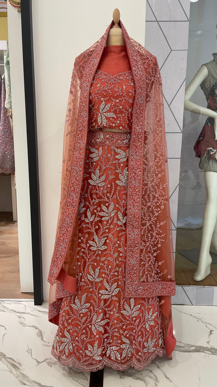 Shagun Peach Pink Lehenga (Unstitched)