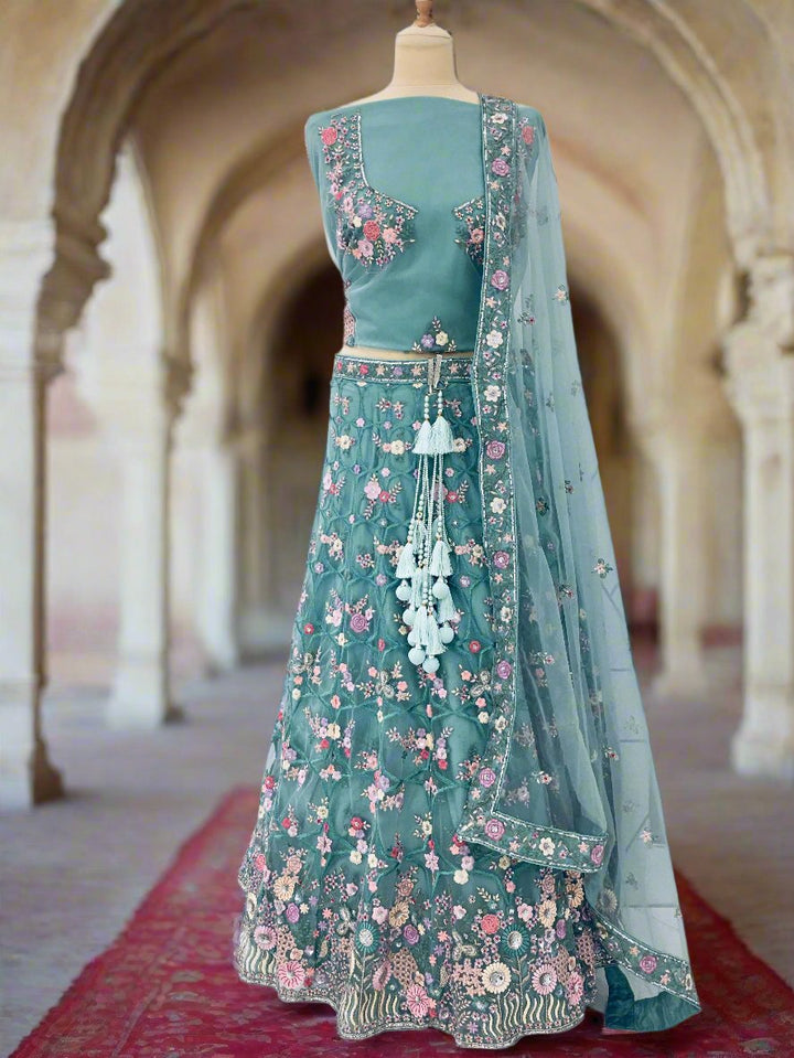 Shagun Ice Blue Lehenga (Unstitched)