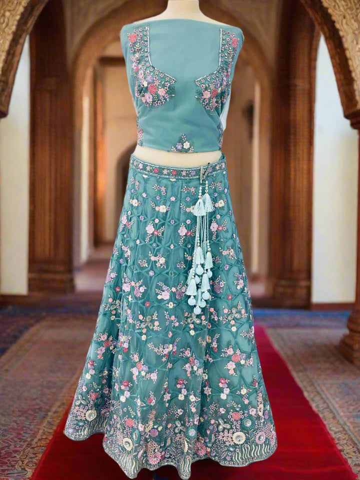 Shagun Ice Blue Lehenga (Unstitched)