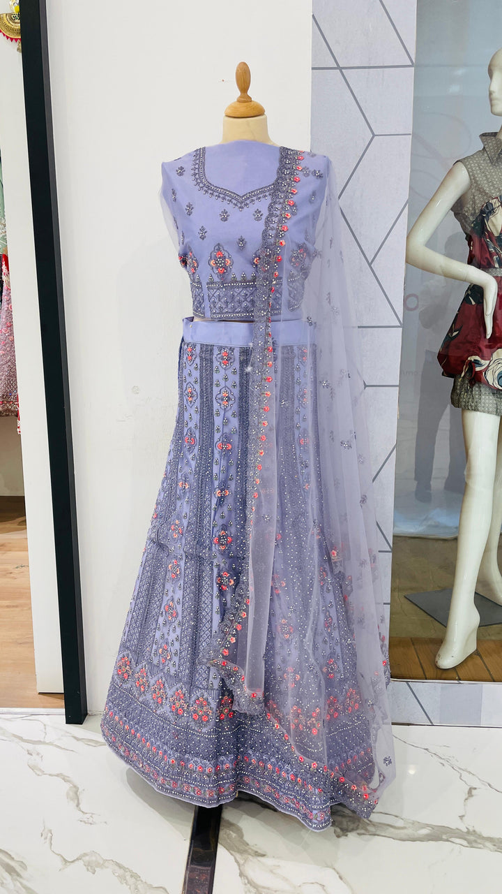 Shagun Lilac with Silver Lehenga (Unstitched)