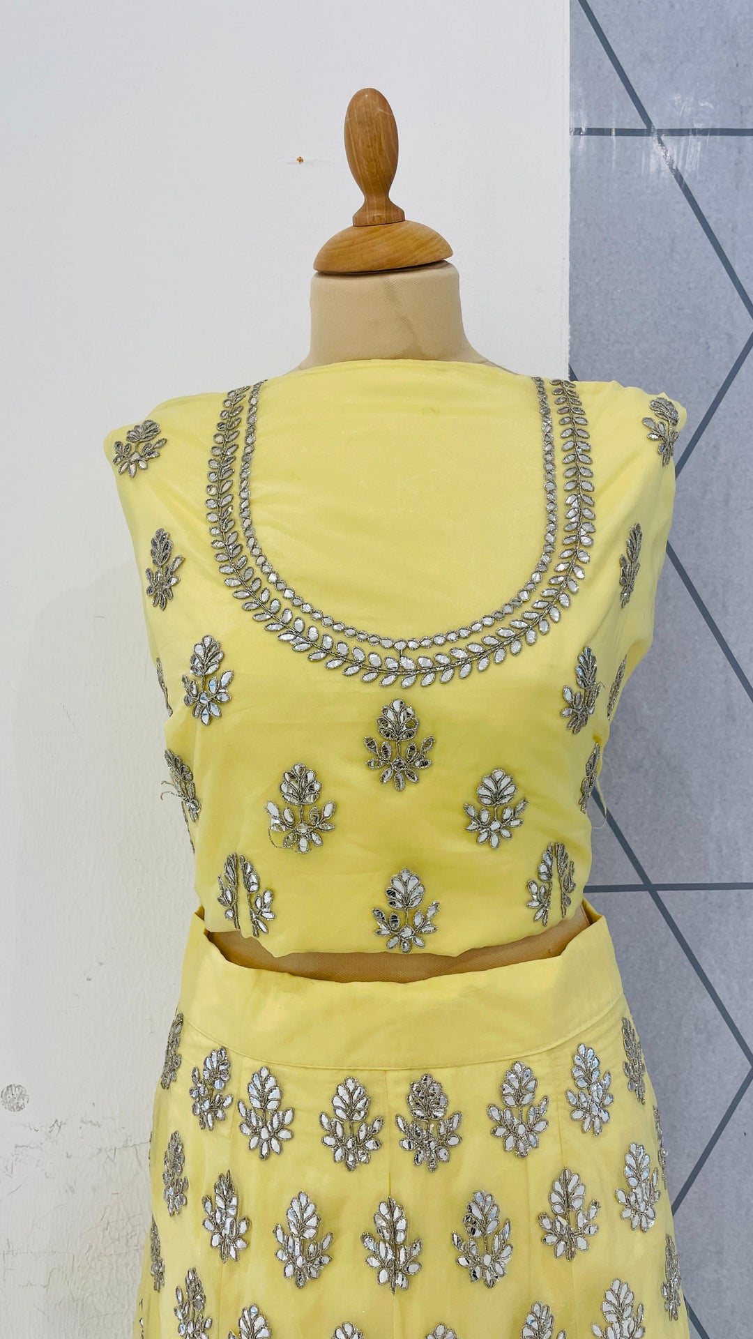 Shagun Pale Yellow Lehenga (Unstitched)