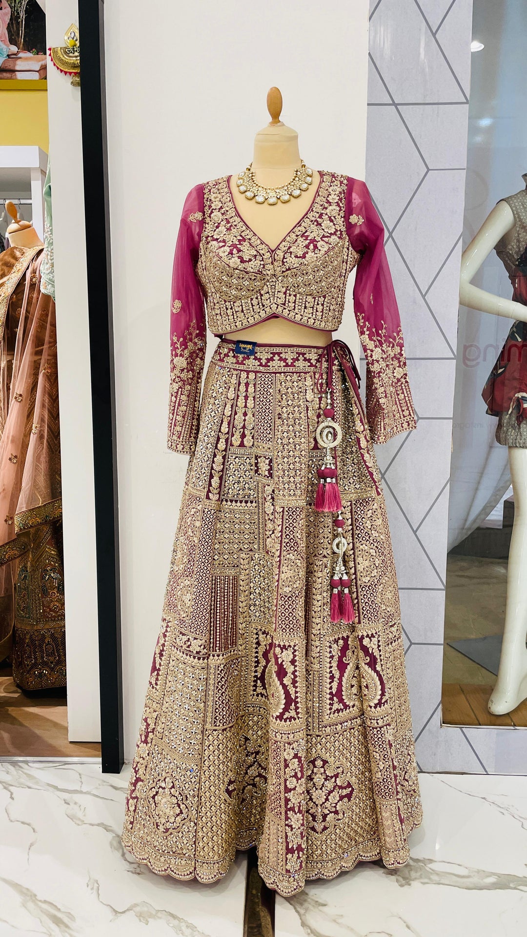 Shagun Purple and Silver Mirror-work Lehenga (Ready to Wear)