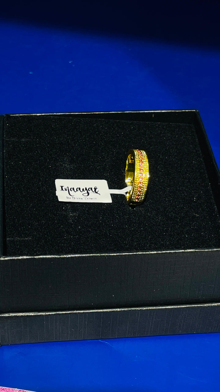 Anu Solid Gold with Pink Crystal Ring