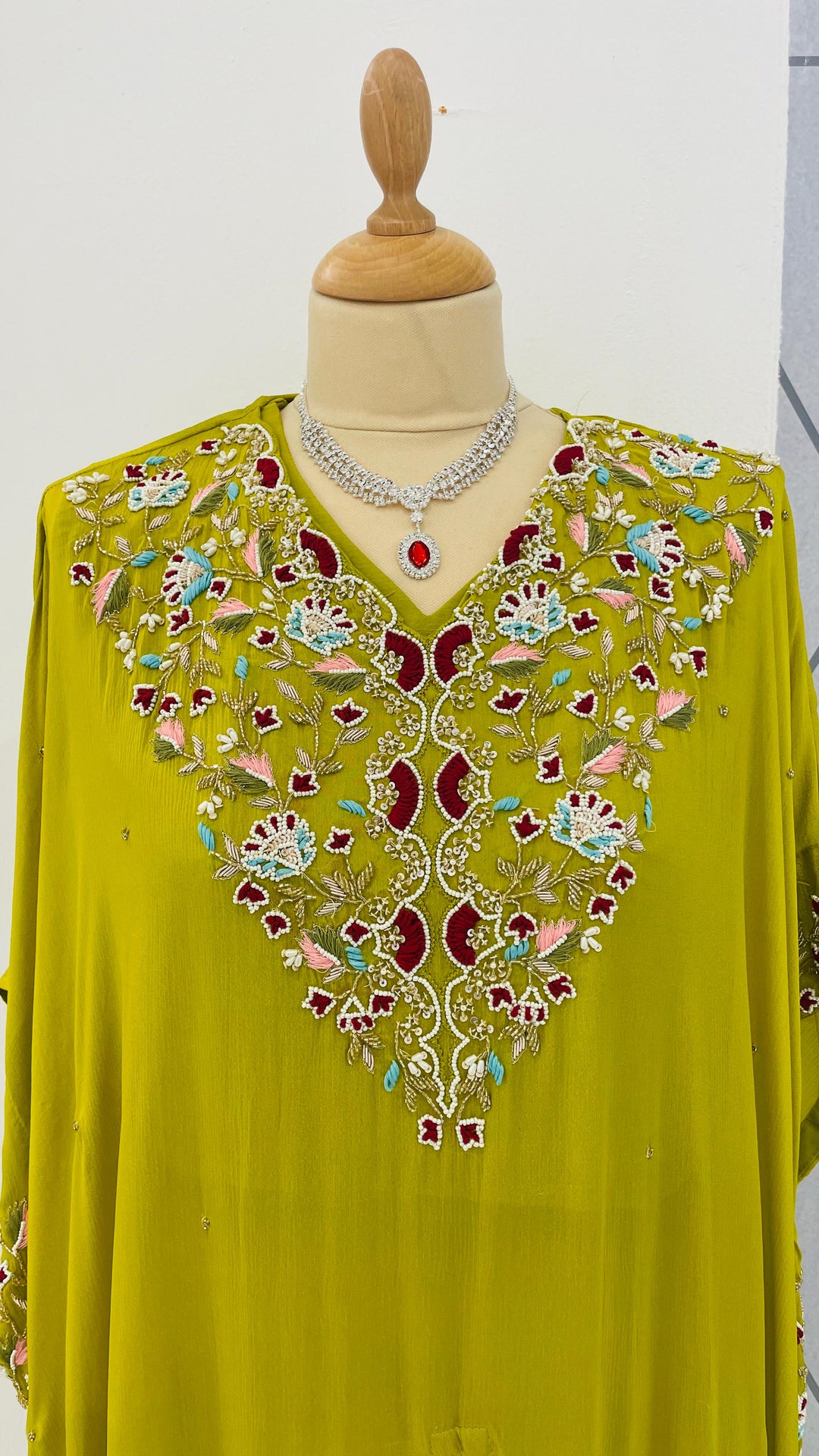 Raisa Lime Green Cape and Sharara Set (Ready to Wear)