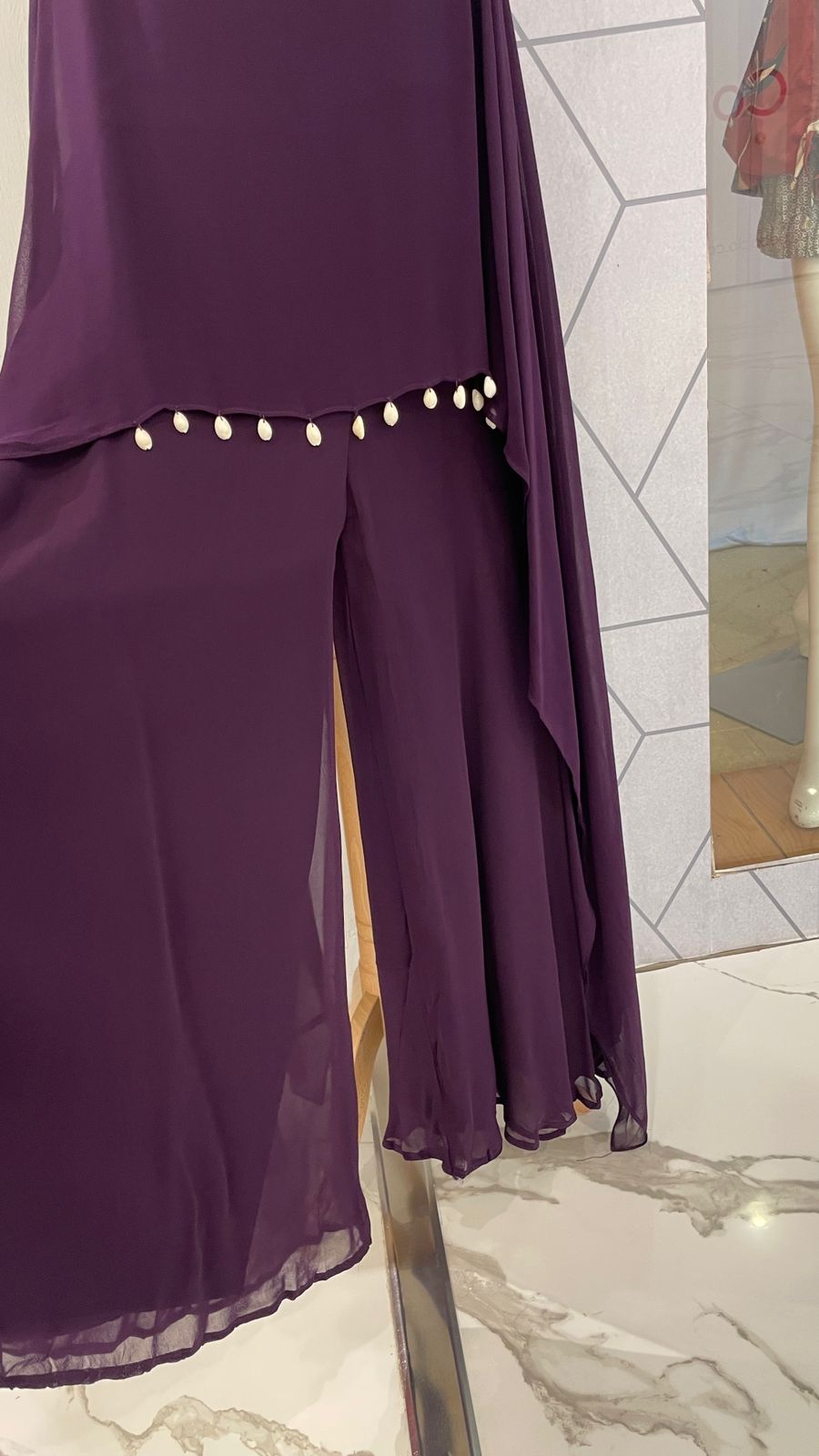 Raisa Purple Top and Palazzo Pants Co-Ord Set with Shells (Ready to Wear)