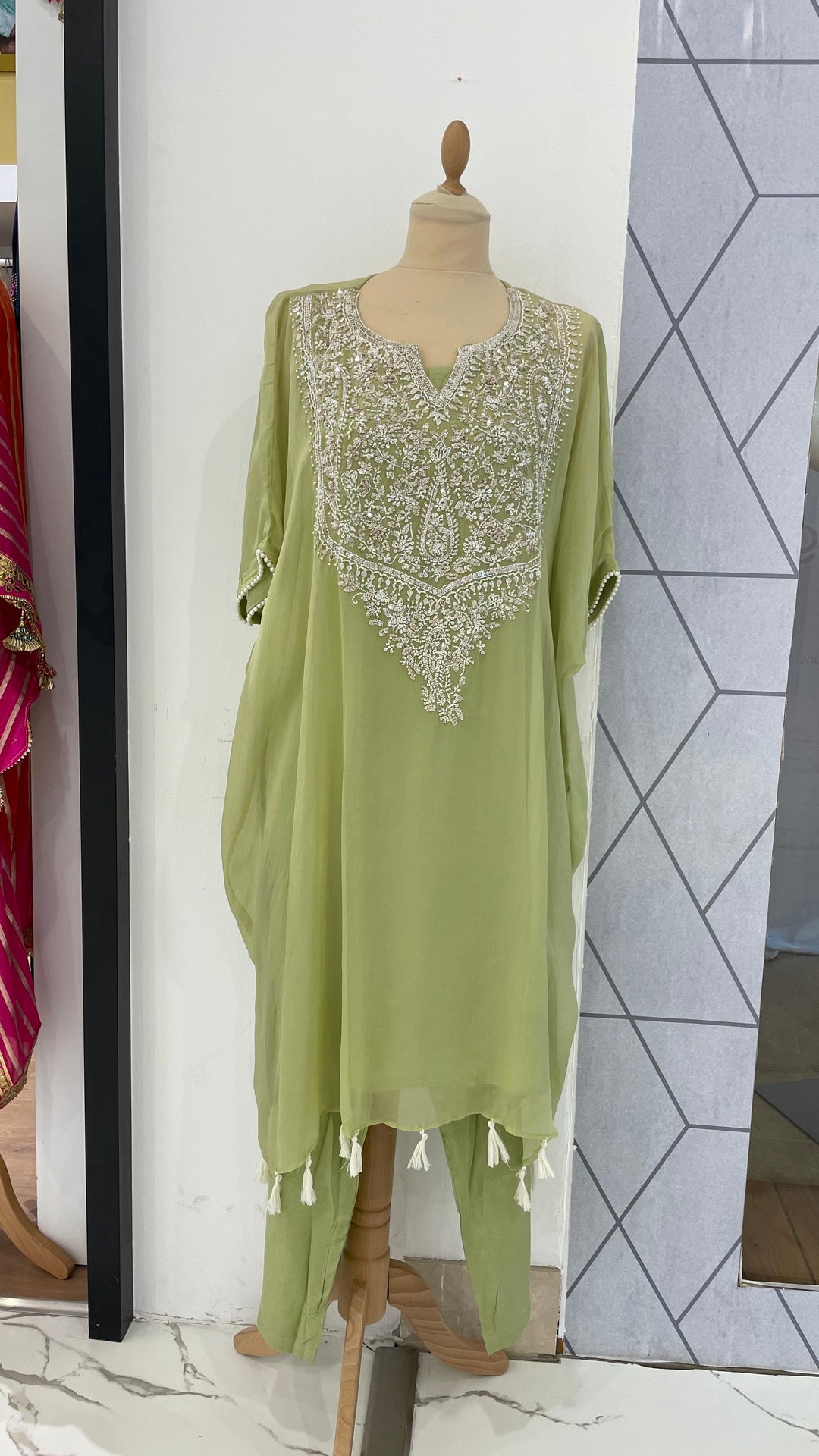 Sage Green kaftan sets (Ready to Wear)