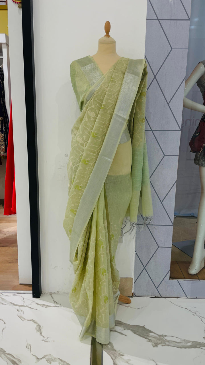 Ashwina Sage Green Chanderi silk Saree