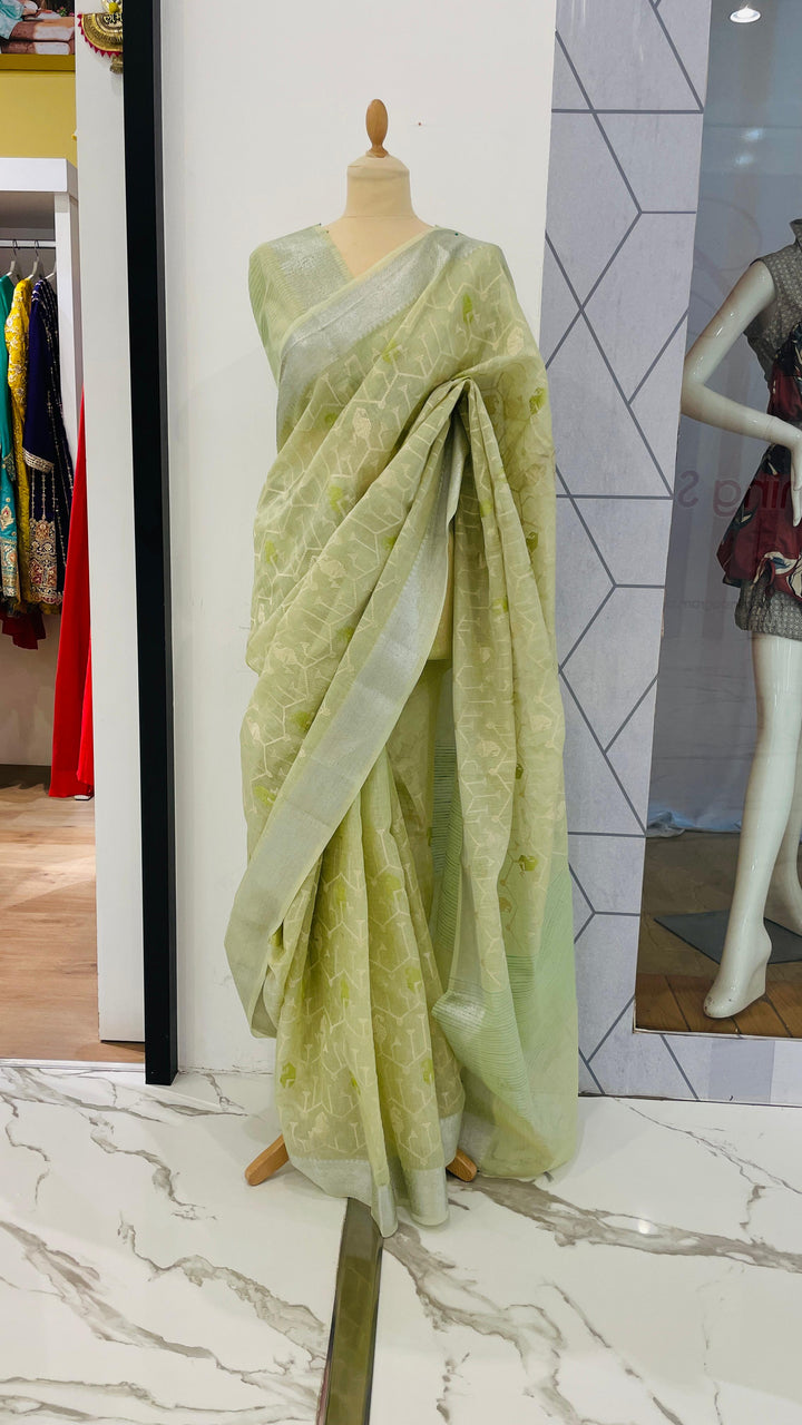 Ashwina Sage Green Chanderi silk Saree