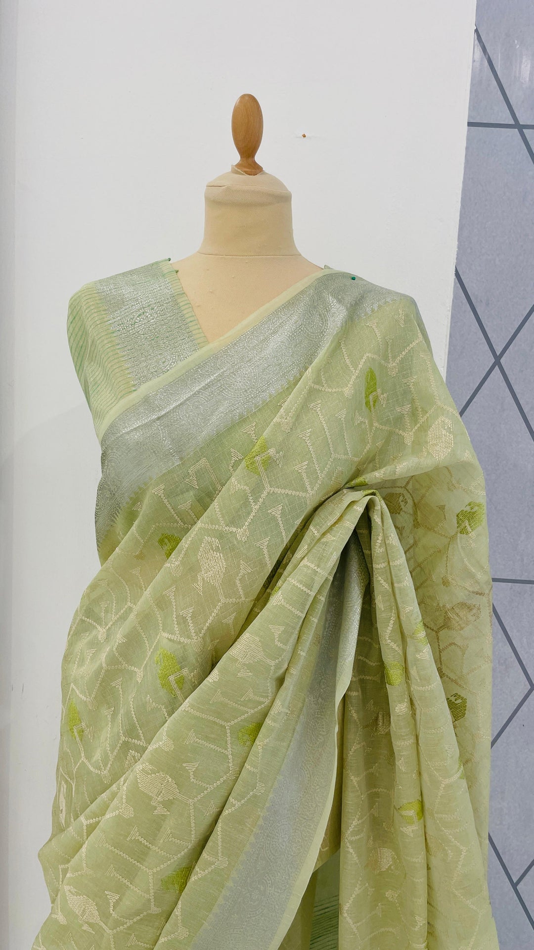 Ashwina Sage Green Chanderi silk Saree