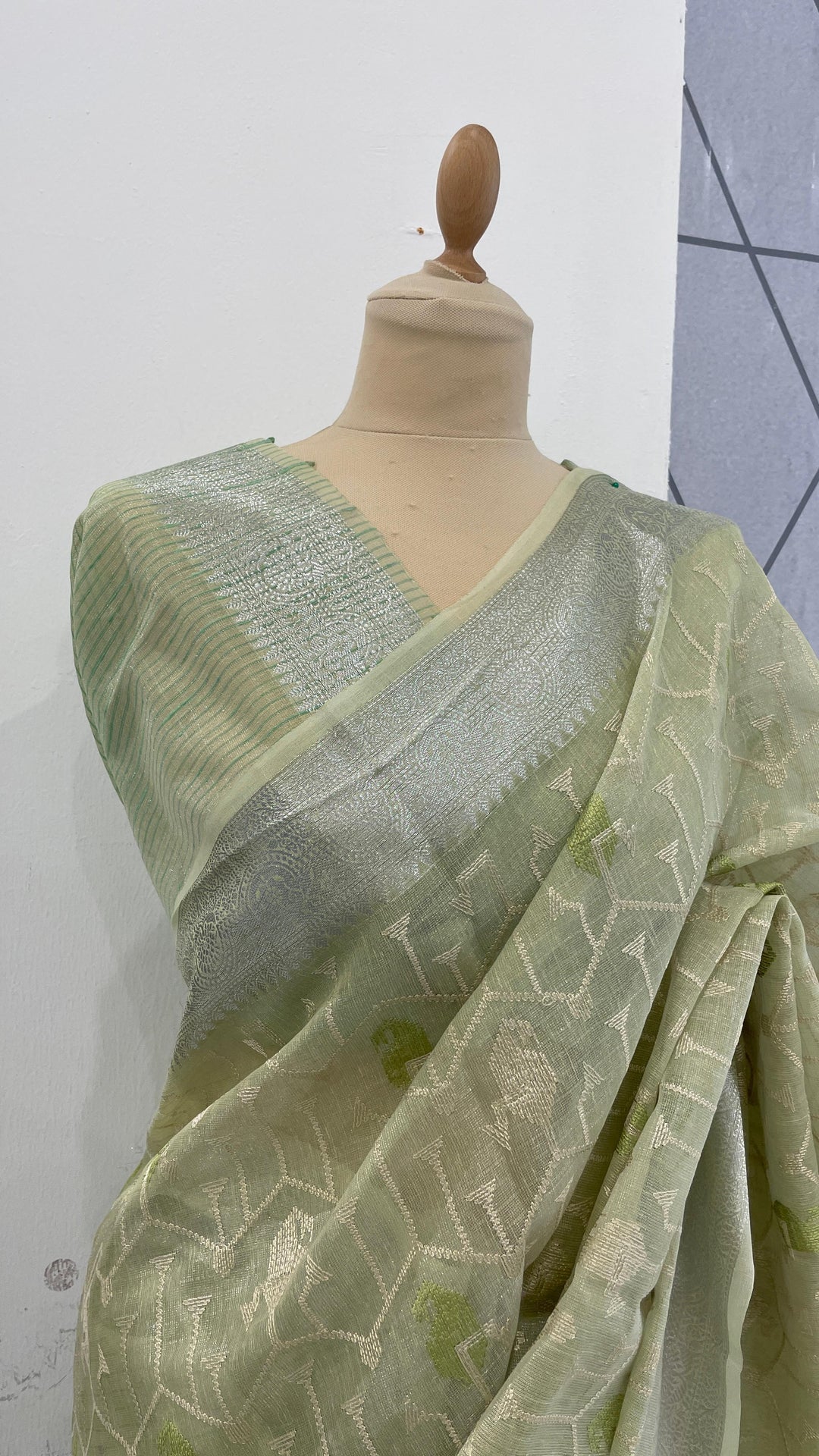 Ashwina Sage Green Chanderi silk Saree