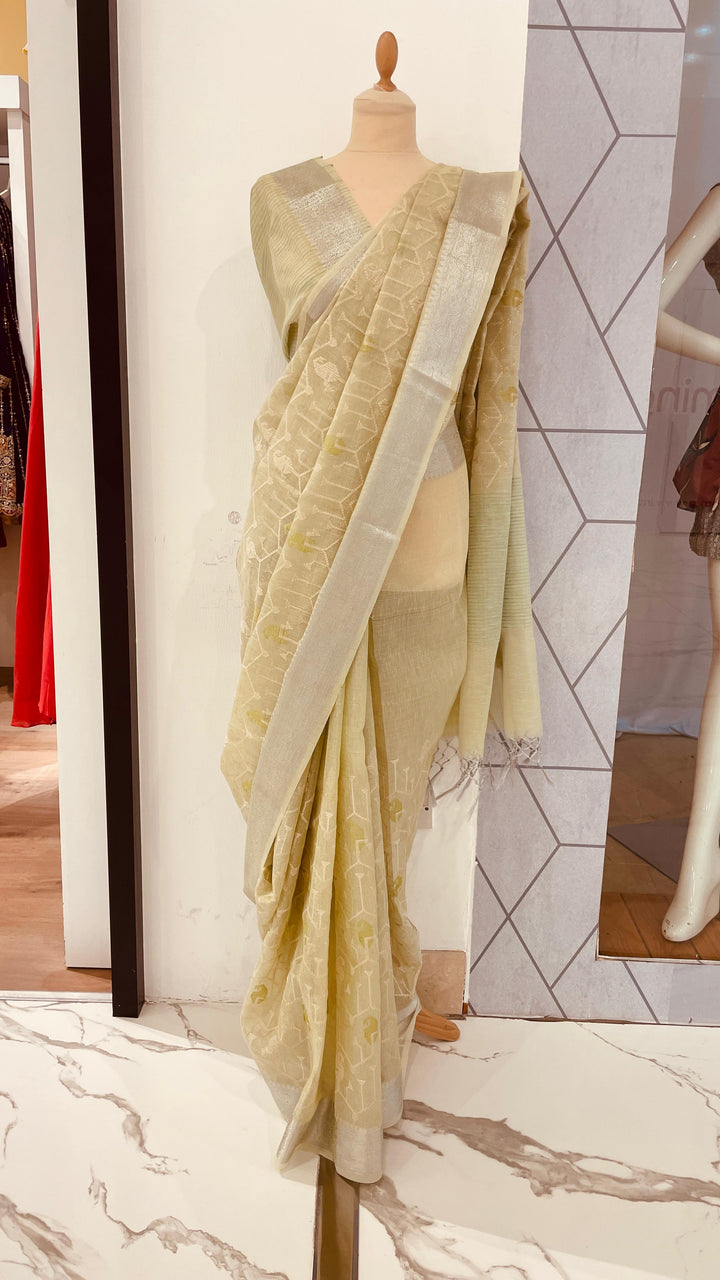 Ashwina Sage Green Chanderi silk Saree