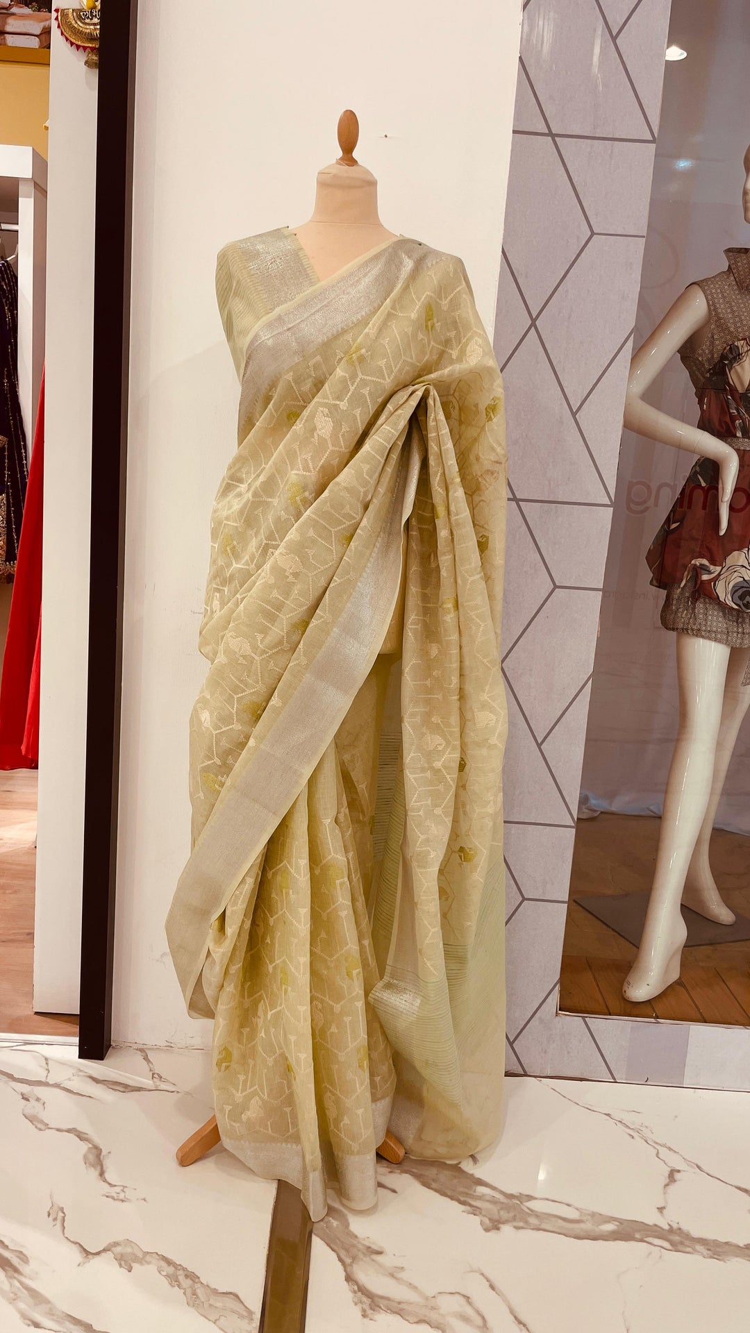 Ashwina Sage Green Chanderi silk Saree