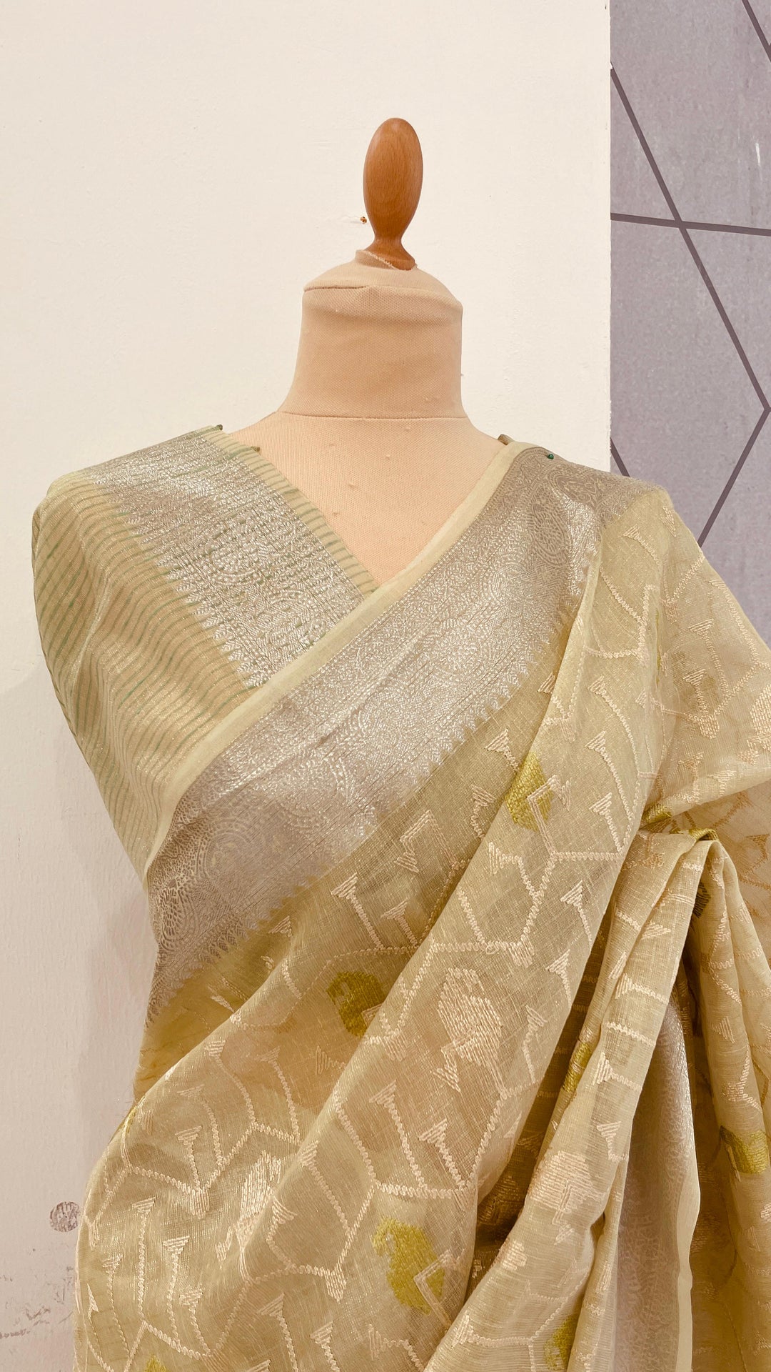 Ashwina Sage Green Chanderi silk Saree