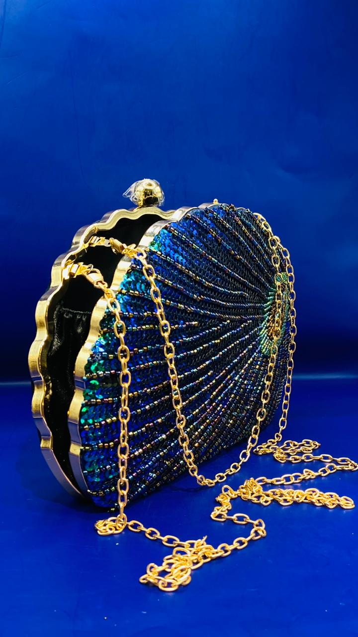 Sequin Peacock Feather Purse