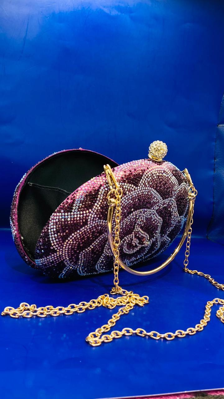 Elegant  Purple Rose sequin bag