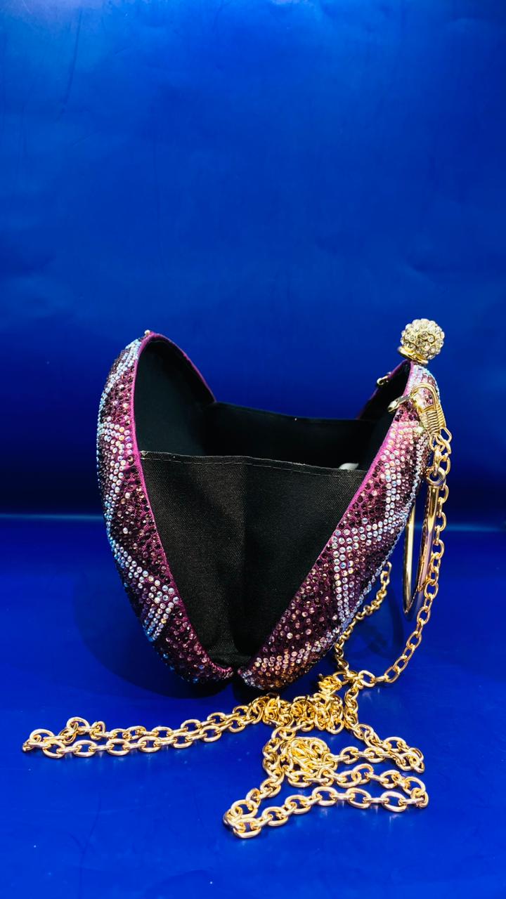 Elegant  Purple Rose sequin bag