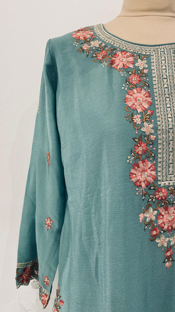 Ice Blue Sharara Ghararas set (Ready to Wear)