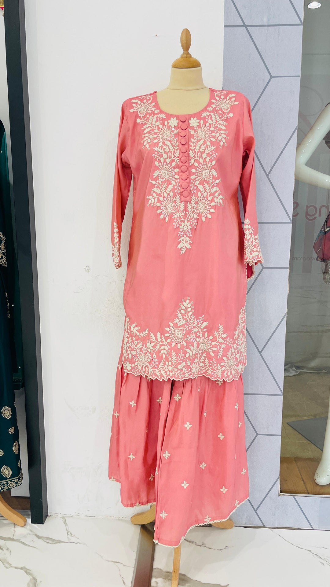 Pink Shimmer Sharara Set ( Ready-to-Wear)