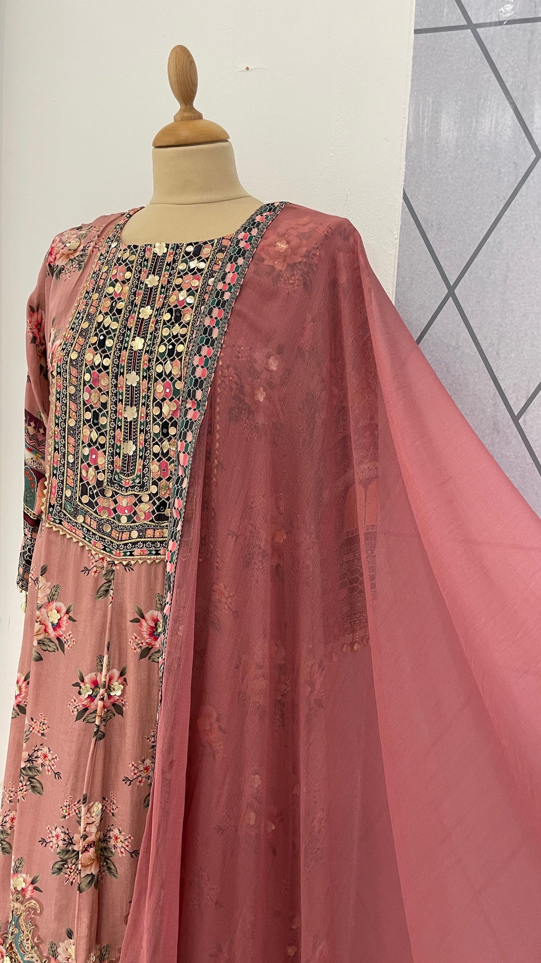 Blush Pink Long Anarkali and Palazzo Suit (Ready to Wear)Sets