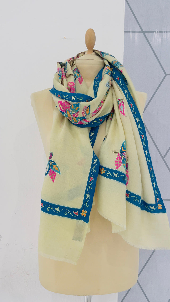 Shipra Cream Kalamkari Pashmina Scarf