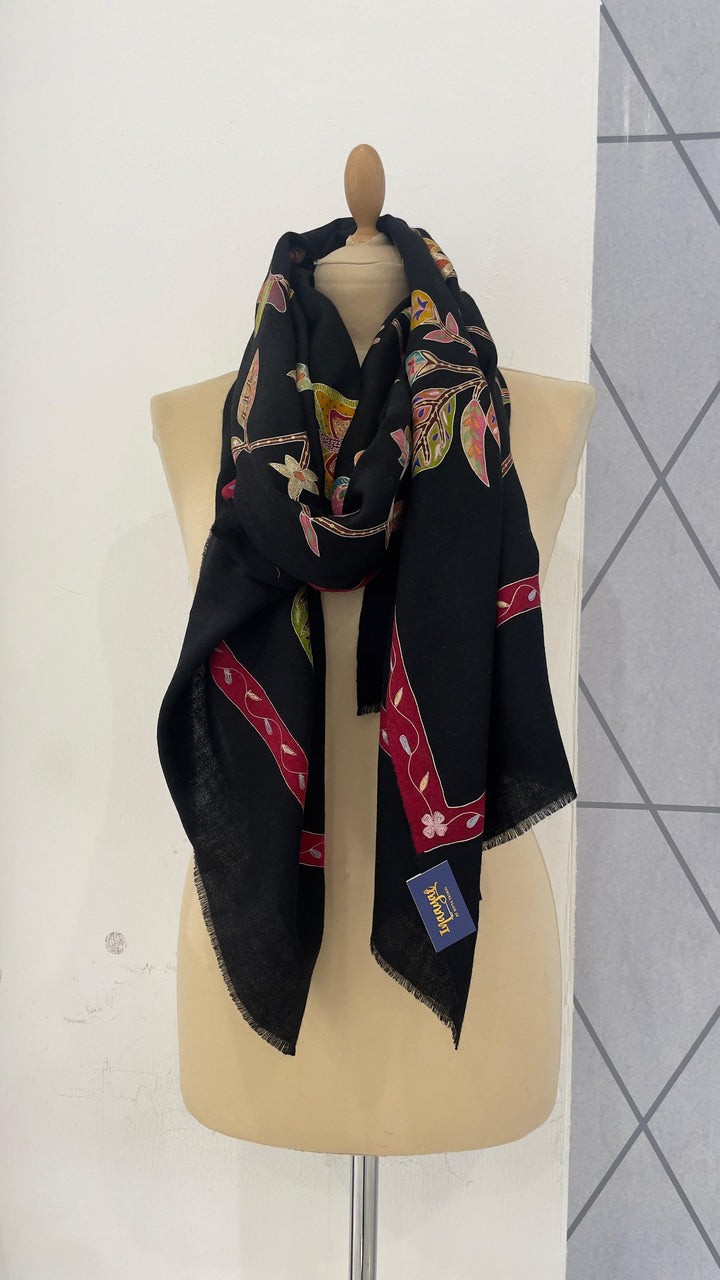 Shipra Black Kalamkari Pashmina Scarf