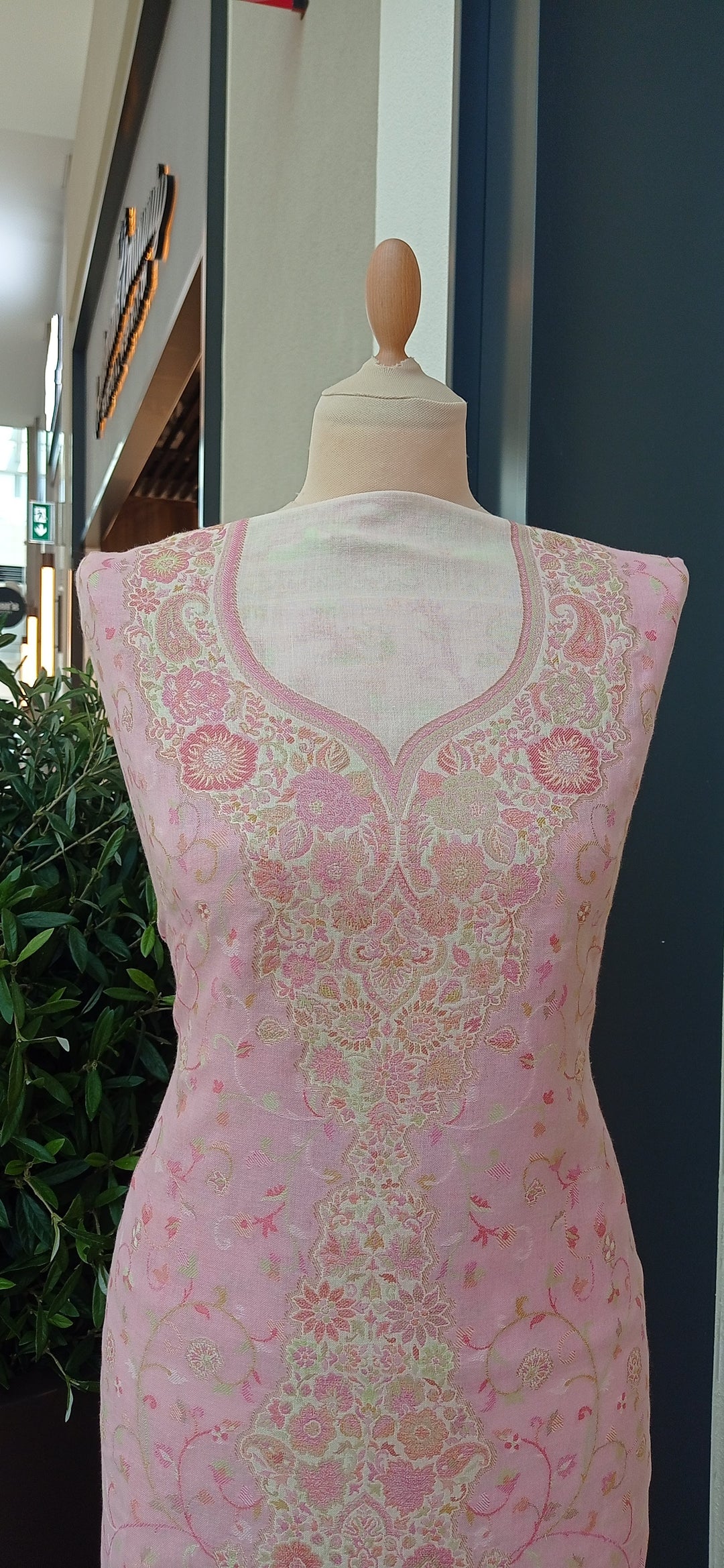 Gitasha Pink, Cream, and White Floral Cotton Silk Suit (Unstitched)