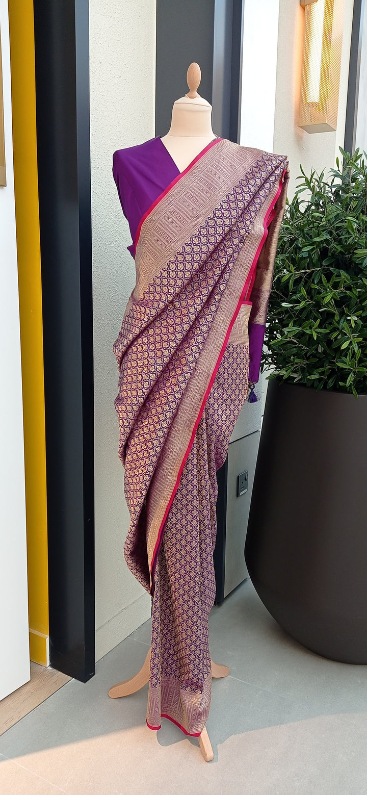 Urvashi Purple Handspun Silk Banarsi Saree