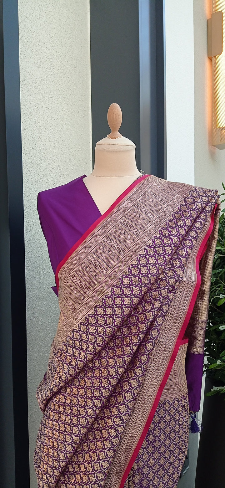 Urvashi Purple Handspun Silk Banarsi Saree