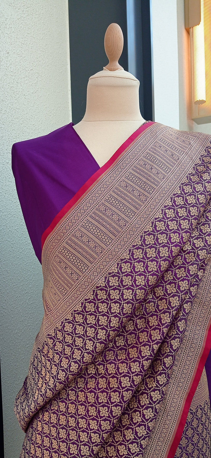 Urvashi Purple Handspun Silk Banarsi Saree